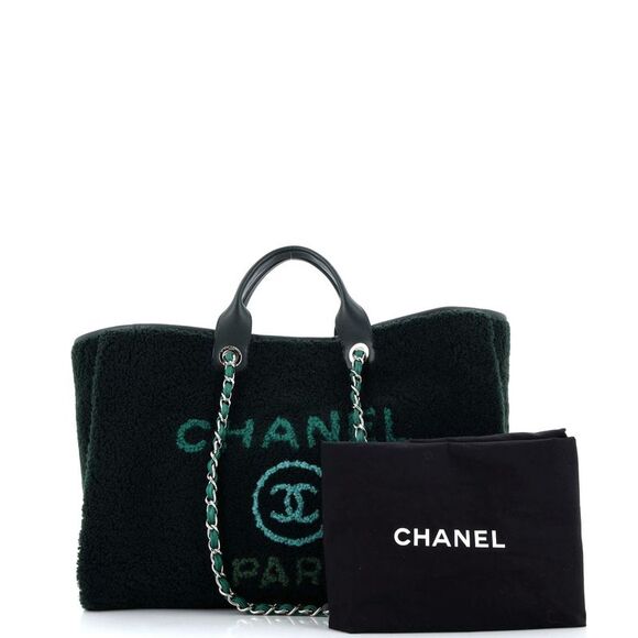 Chanel Deauville Tote Shearling Large Green - Picture 2 of 7